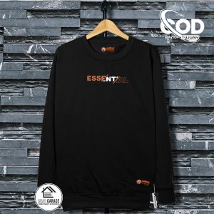 Sweater Crewneck Pria Wanita Warna Hitam Essential Bahan Fleece Katun Tebal Premium Keren Terbaru 2024 Basic Switer Oblong Distro Oversize Cowok Cewek Kece Aesthetic Lengan Panjang Size M L XL XXL
