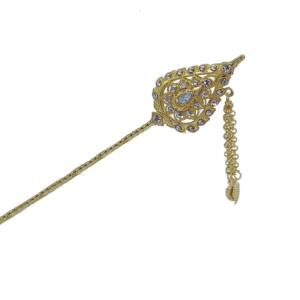 Gold Hair Fork Thai Hair Stick For Buns Thai Hair Pin Gold Hair Chopstick Tassel Thai Traditional Gold Hair Stick