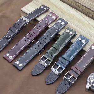New in-stock leather watch strap Oil wax leather watch strap accessories for men and women Leather Strap 18/19/20/22mm