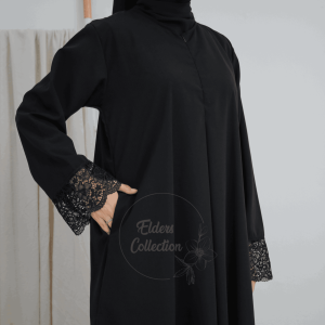 Gamis Syari Wolfis Premium Lebaran 2025 Bordir Elegan Warna Neon/Mawar Emas/Abu Muda