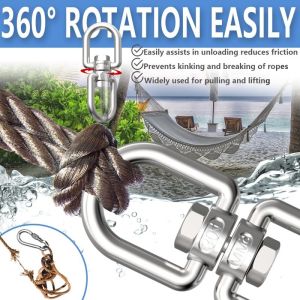 M6/M8 Stainless Steel Eye Swivel Double Ended Swivel Hooks Double Ended Lifting Hook Connector Hook Connector Two Ended Ring Link