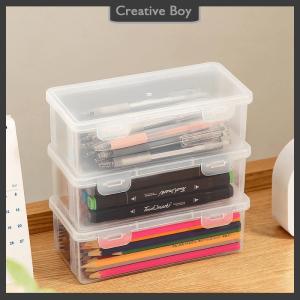 [Creative] Cosmetic Makeup Boxes Transparent Pencil Case Foundation Blush Eyeshadow Brushes Holder Desktop Stationery Storage Organizer