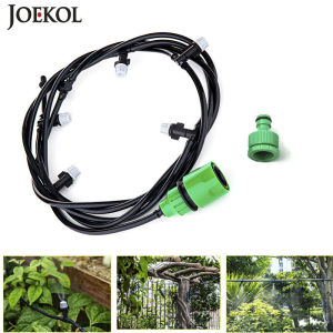 1Kit 10M Fog Watering Irrigation System Portable Misting Cooling Automatic Water Nozzle PVC Hose Spray Head 4/7mm Tee Connecter
