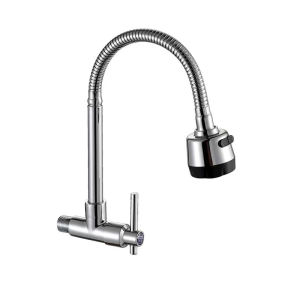  COD Sink faucet stand adjustable 2 levels 304 stainless steel 360 degree swivel Kitchen Faucet Stainless 360° Rotate Flexible Cold Tap Wall Mounted Faucet Two Effluent Modes Spout Sink Mop Laundry Sink Faucet