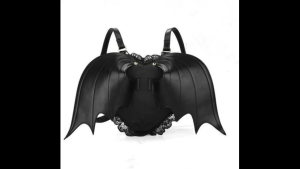 Trendy Devil Bat Daypack PU Travel Daypack Gothic Rucksack Great for Daily Use and Shopping