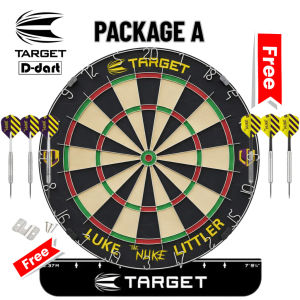 TARGET STEEL TIP DARTBOARD - LUKE LITTLER THE NUKE PROFESSIONAL STEEL TIP BRISTLE DART BOARD SET (PAPAN DART)