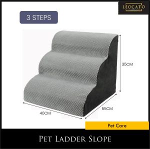 Adjustable Solid Wood Dog Pet Stair Steps Ladder Sponge Slope Ladder