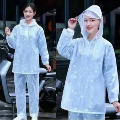 Bộ áo mưa hoa tuyết Bộ áo mưa chất liệu cao cấp chống thấm tuyệt đối - Áo Mưa Hoa Tuyết Nhựa Dẻo Trong Suốt