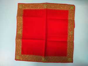 Red Colour Pooja Mat Aasan Pooja Aasan Cloth (Size:-14*14 Inches) for Multipurpose Pooja Decorations Item | Pack of 1 pc