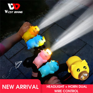 WEST BIKING Bicycle Light USB Rechargeable Bike Head Light With 120db Horn Bike Bell Cute Piggy-shaped Headlamp Children Flashlight For Scooters Cycling Bicycle Accessories