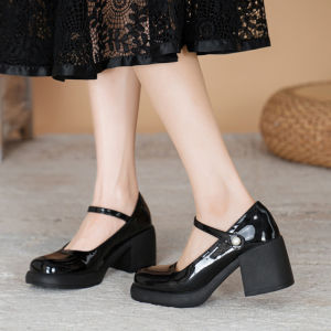 รองเท้าส้นสูงสตรี MJ, ลดลึกผู้หญิง รองเท้าหนา Lolita, รองเท้าส้นสูง Retro สำหรับผู้หญิง