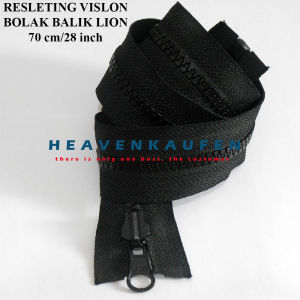 Resleting Zipper Jaket Bolak Balik Merek Lion 70 cm Atau 28 inch Hitam Model Set Open End Buka Lepas Type Gigi Vislon Harga Per Biji
