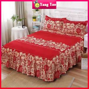 【Ready Stock 】cadar Bedsheet 1piece Bed Skirt Super Single/Queen/King Size Fitted Cotton Bedspread