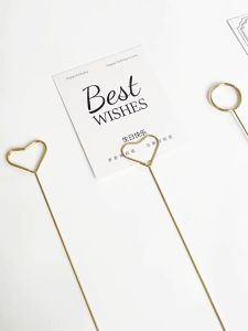 Metal Floral Card Holder Picks for Bouquet Heart Shape Floral Bouquet Memo Pick