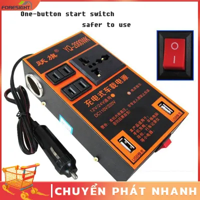1500W Biến tần ô tô 12V24V sang 220V bộ chuyển đổi điện gia dụng đa năng ổ cắm sạc ô tô sạc nhanh