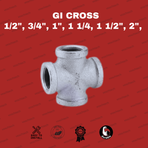 Iron Pipe Cross GI Fitting  Galvanized Cross (1/2" 3/4" 1" 1-1/4" 1-1/2" 2")