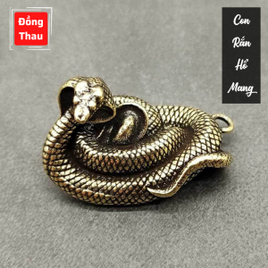 Tượng Nhỏ Phong Thủy Bằng Đồng Kiểu Dáng Con Rắn Hổ Mang Khóa  (Kích Thước: 3.5 x 2.2cm)
