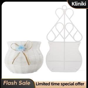 [Kliniki] Garden DIY Vase Flower Basket Sundries Organizer Wall Hanging Artificial Rattan