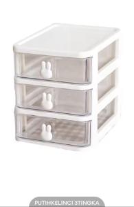 Rak Meja Laci Susun 3 Tingkat Wadah Tempat Penyimpanan Model Kelinci Barang Kosmetik Tempat Make Up Storage Organizer Perhiasan Rak Tempat Karet 3 Laci