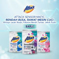Attack Sensor Matic Deterjen Bubuk Semua Jenis Mesin Cuci Bag 800 gr - Sabun Cuci Pakaian Liquid - 9 Hi Tech in 1, Formula Rendah Busa, Jitu Lacak Noda, Bersih Tuntas, Lebih Puas. 