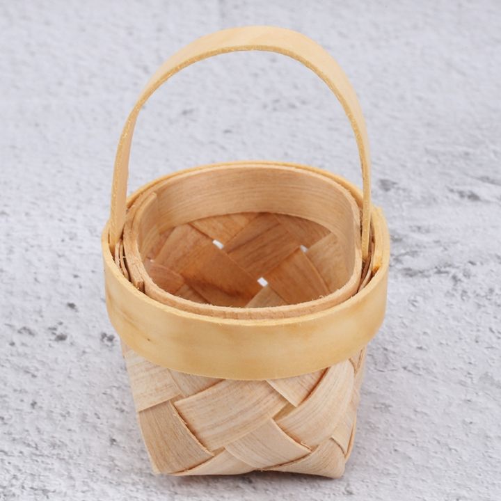 4Pcs Mini Woven Basket with Handle Wedding Flower Girl Basket Flower ...