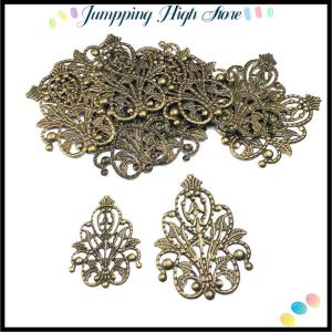 【Jumpping】 20Pcs Bronze Copper Filigree Wraps Flower Connectors Metal Crafts Gift Decoration DIY Accessories