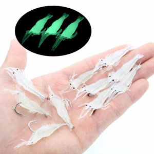 SUKE 15Pcs Shrimp Lure With Hook 5 Color Soft Bait Artificial Bait Fishing Lure Box Luminous