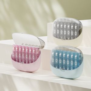 COUPLECOL Large Pill Box Clear Marked 21 Compartments Travel Pill Container Multi-functional 7 Days Divided Pill Dispenser for Three Daily Meals