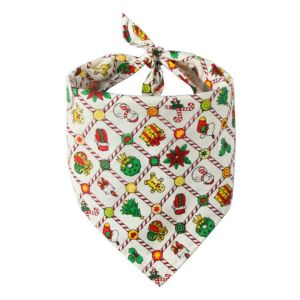 SHUSHABA คลาสสิค ฝ้าย องค์ประกอบคริสต์มาส อุปกรณ์สำหรับสัตว์เลี้ยง สำหรับลูกสุนัขลูกแมว น่ารัก ผ้าพันคอสามเหลี่ยมลายแมว ชุดสัตว์เลี้ยง ผ้าพันคอสุนัข ตกแต่งสัตว์เลี้ยงคริสต์มาส