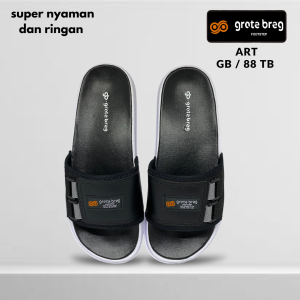 Grote Breg - Sandal Slip On Pria  GB 88 TB Double Insole Hitam Sol Putih Anti Licin Tahan Air