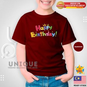 Kids HBD Round-neck T-shirt BOY/GIRL 3-14 Years Birthday Party Tee Customized T-Shirt For Birthday Squad Birthday Crew HBDKR1