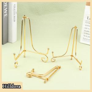 [Hilldora] แท่นวางจัดแสดงเหล็กสีทองสำหรับงานฝีมือที่ยึดหนังสือกรอบรูปทรงชามแท่นวางจานกรอบรูปของตกแต่งขาตั้งสำหรับวางหนังสือ
