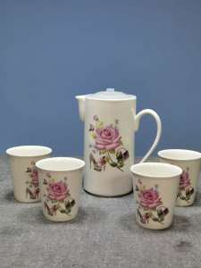 Ceramics Water Jug & 4 Cups Set Lid Jug Air Kaca Set 1165