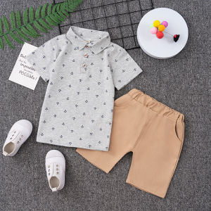 Kids High Quality Cotton Polo T-shirt Short Anchor Design Suits for Kids Boys 1-6 Years Old