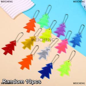[COD] WEICHENG 10Pcs Christmas Tree Shape Reflective Pendant For Bags Strip Ornaments Adults Children Night Reflective Keyring Safety Accessory