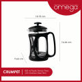 Omega Houseware Crumpet French Press Coffee & Tea Maker Glass Brewer  600ML/800ML/1000ML. 