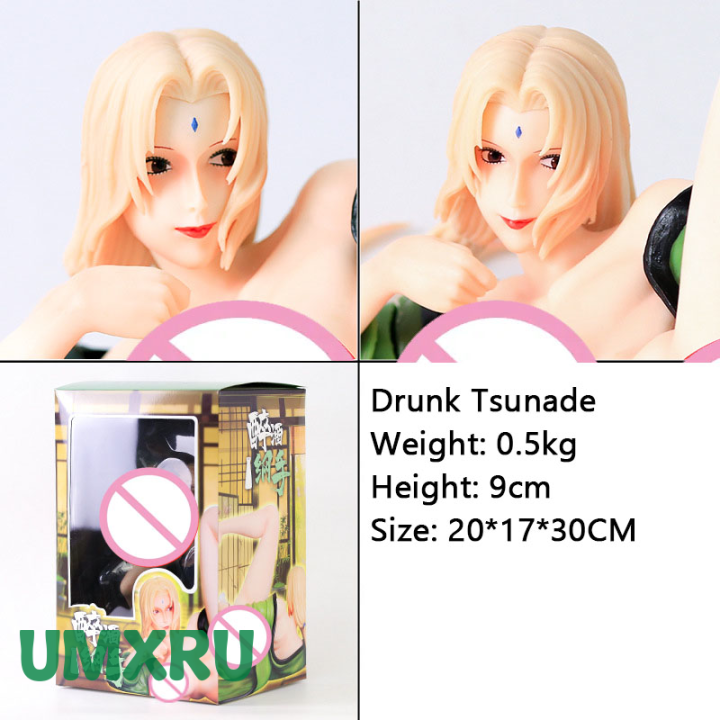[UMXRU] NARUTO Shippuden Action Adult Figure Anime Drunk Tsunade Collectible Girl PVC Model Doll Desktop Statue Ornaments 10cm