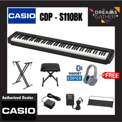 Casio CDP-S110 88-key Digital Piano with Edifier W600BT Headphone - (CDPS110 / CDP S110 / CDP S110BK) (Black)