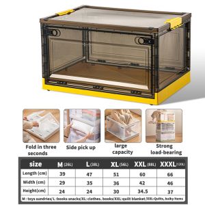 WHE*120L Foldable Storage Box with Lid Large Capacity Multipurpose Stackable Organizers Wardrobe storage Plastic With Lid Adjustable Garments Storage