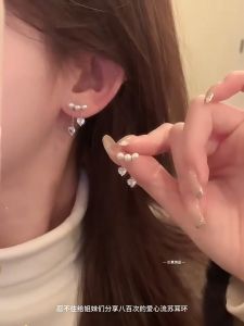 Anting Hati Mutiara Heart Pearl Tassel Earrings Korean Fashion Jewelry Elegant Women Accessories
