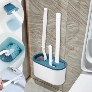 Cọ Nhà Vệ Sinh Bồn Cầu 3 In 1 Bằng Silicon Cọ Chà Toilet Kèm Khay Dán Tường Tiện Lợi