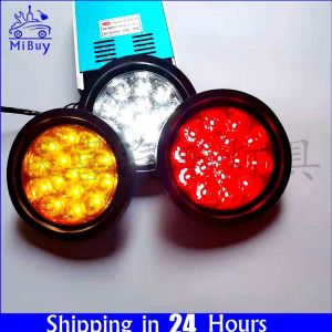 MIBUY 1pc Truck 24V CIMC trailer LED Tail Lights Fog Lights Round Rubber Lights  Trailer Side Light Universal Side Light Signal Lamp Warning Light 【Ready in stock】