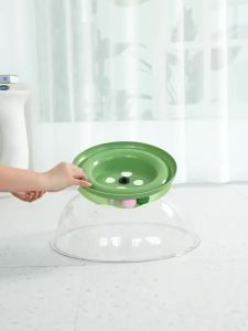 2 in1 Space Capsule Cat Nest Turntable Full Transparency Semi-enclosed Acrylic Cat Bed with Ball Toy
