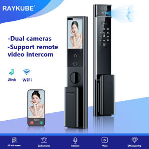 RAYKUBE S90 Jlink WiFi 3D Facial Palm Vein Recognition Rechargeable Smart Fingerprint Lock With Dual WIFI Cameras APP Video Call