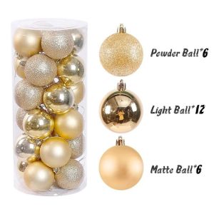 24Pcs Christmas Balls Christmas Tree Hanging Ornaments Glitter Bauble Xmas Decorations