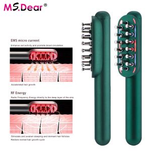 RF Mọc Tóc Comb EMS Dòng Điện Cực Nhỏ Electric Lược Massage Liệu Pháp Ánh Sáng Đèn LED Chống Rụng Tóc Dụng Cụ Mát Xa Da Đầu