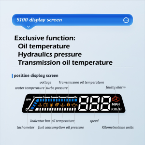 S100 Smart Gauge OBD HUD Head Up Display Dual Screen Car Computer Speedometer Tachometer Temperature Turbo Security Alarm