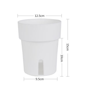 Self Watering Planter for Indoor Plants White Flower Plant Pots Plastic Planter with Wicking Rope