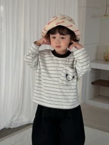 Childrens clothing Korean style spring outfits for babies 2026 Boys striped childrens clothing T T-shirt and casual pants set