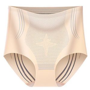 YTM Mid Waist Women Ice Silk Briefs Tummy Control Cotton Crotch Postpartum Panties Comfortable Underwear Hip Lift Shaper Female